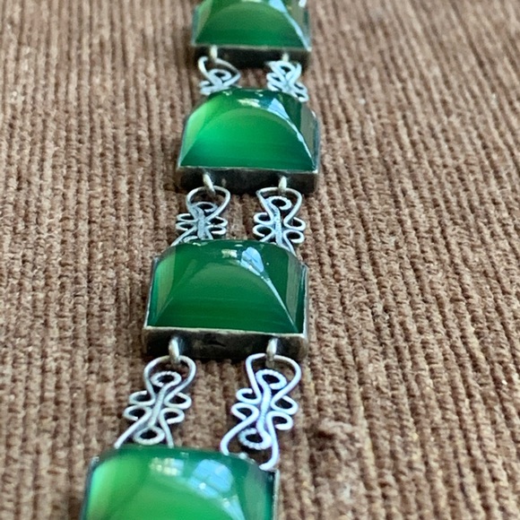 Antique Jewelry - Bridgerton Antique Green Chalcedony Bracelet